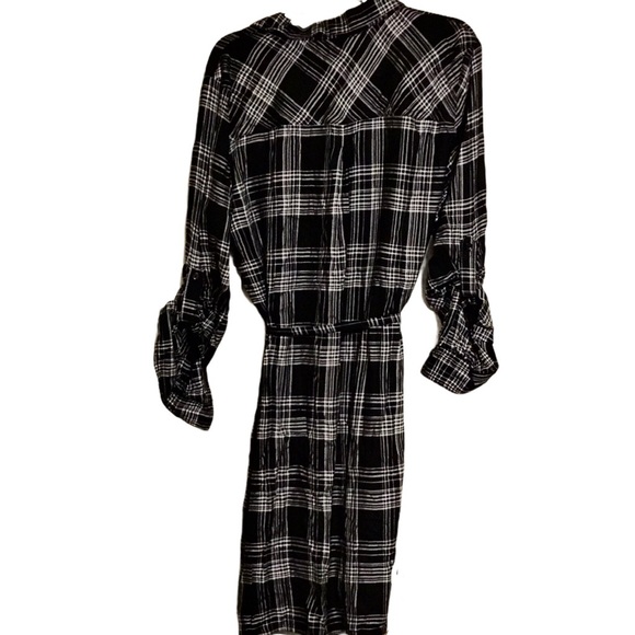 NWT black and white plaid shirt dress - Picture 2 of 3